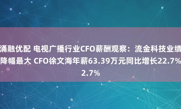 涌融优配 电视广播行业CFO薪酬观察：流金科技业绩降幅最大 CFO徐文海年薪63.39万元同比增长22.7%